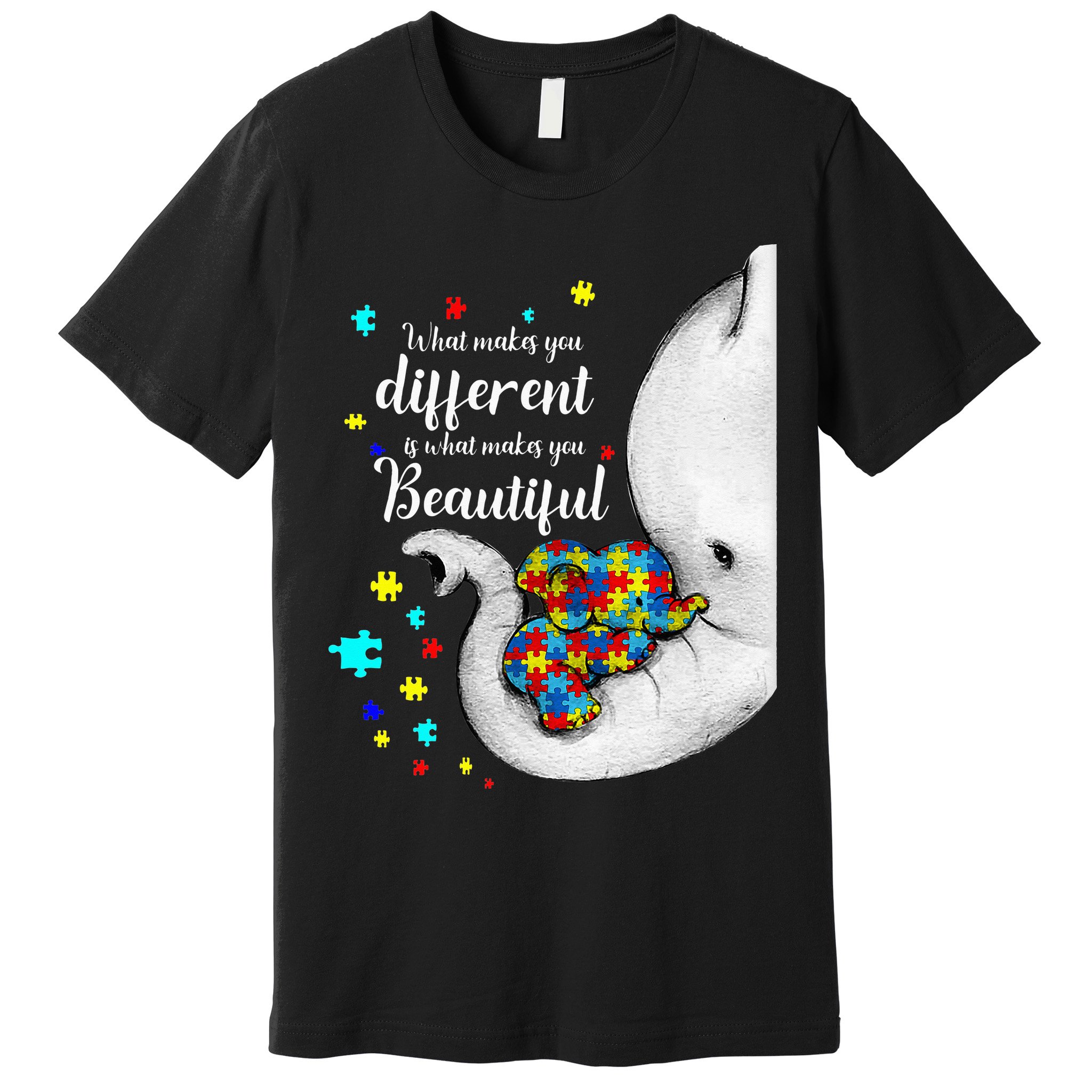What Makes You Different Elephant Mom Autism Child Awareness Premium T-Shirt