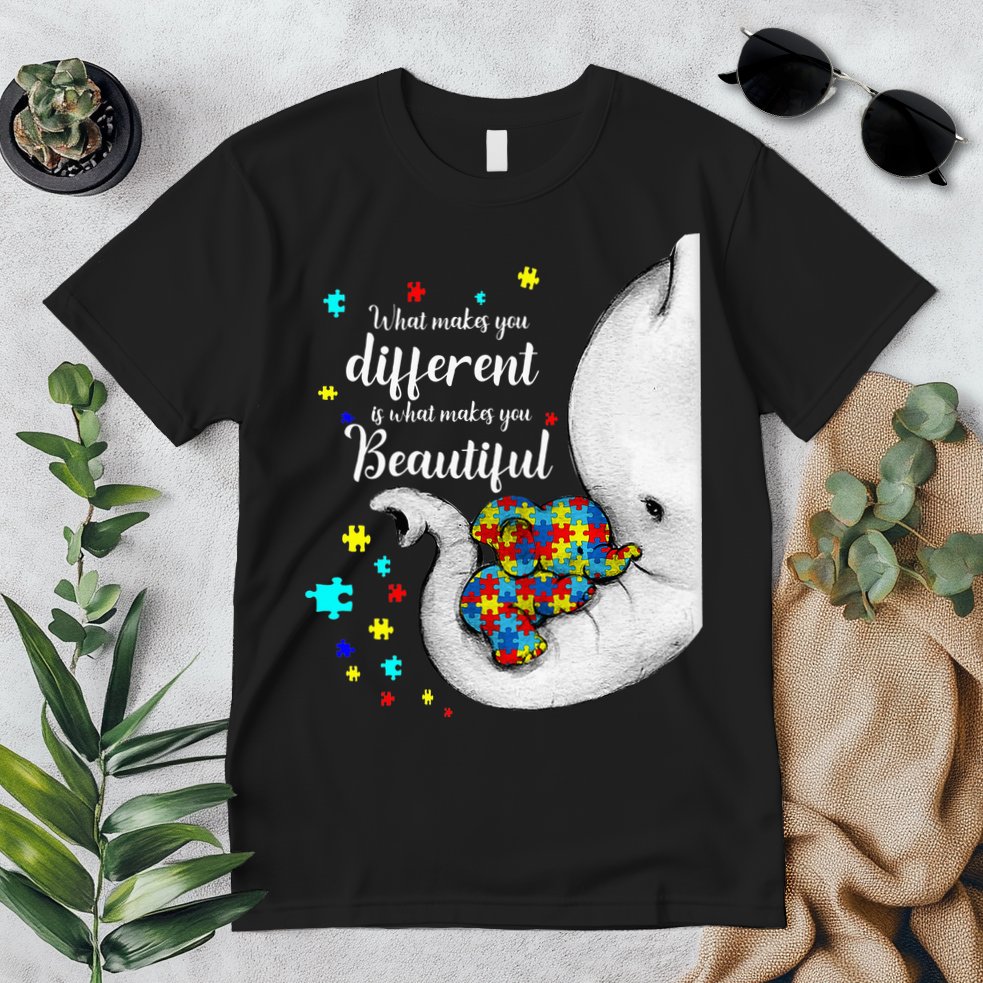 What Makes You Different Elephant Mom Autism Child Awareness Premium T-Shirt
