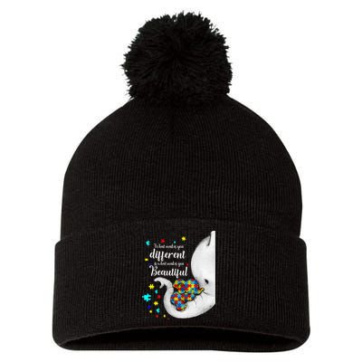 What Makes You Different Elephant Mom Autism Child Awareness Pom Pom 12in Knit Beanie