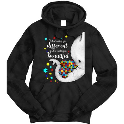 What Makes You Different Elephant Mom Autism Child Awareness Tie Dye Hoodie