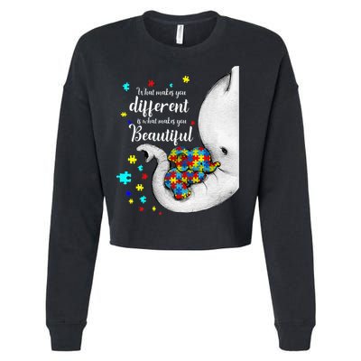 What Makes You Different Elephant Mom Autism Child Awareness Cropped Pullover Crew