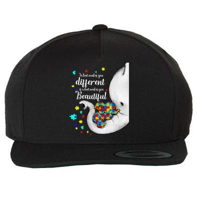 What Makes You Different Elephant Mom Autism Child Awareness Wool Snapback Cap