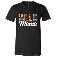 Wild Mama Zoo Born Two Be Wild Bday Safari Jungle Animal V-Neck T-Shirt