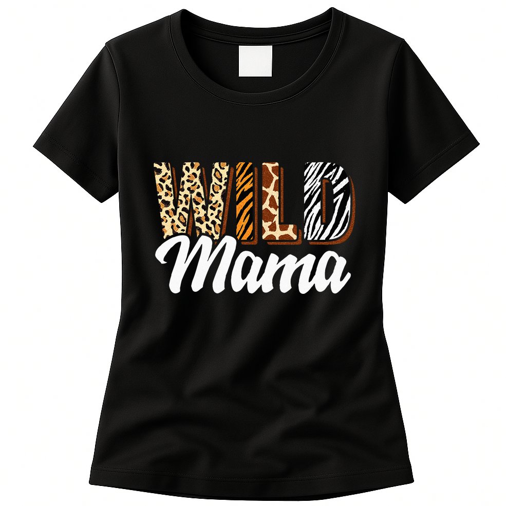 Wild Mama Zoo Born Two Be Wild Bday Safari Jungle Animal Womens T-Shirt