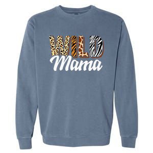 Wild Mama Zoo Born Two Be Wild Bday Safari Jungle Animal Garment-Dyed Sweatshirt