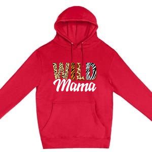 Wild Mama Zoo Born Two Be Wild Bday Safari Jungle Animal Premium Pullover Hoodie