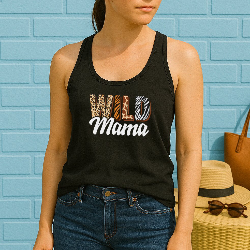 Wild Mama Zoo Born Two Be Wild B Day Safari Jungle Animal Womens Tank Top