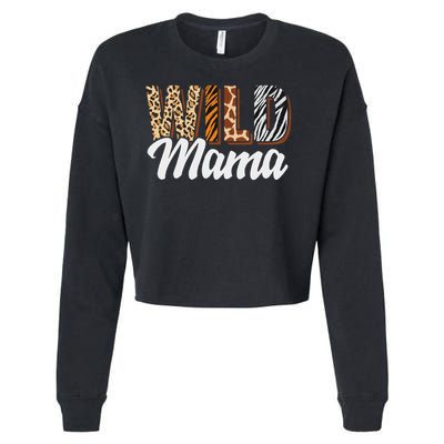 Wild Mama Zoo Born Two Be Wild B Day Safari Jungle Animal Cropped Pullover Crew