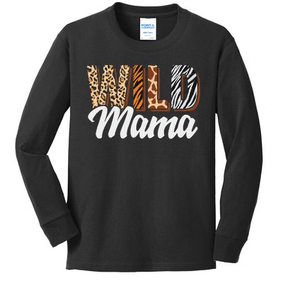 Wild Mama Zoo Born Two Be Wild B Day Safari Jungle Animal Kids Long Sleeve Shirt