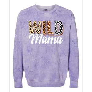 Wild Mama Zoo Born Two Be Wild Bday Safari Jungle Animal Colorblast Crewneck Sweatshirt