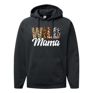 Wild Mama Zoo Born Two Be Wild Bday Safari Jungle Animal Performance Fleece Hoodie