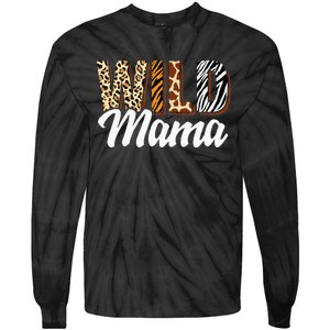 Wild Mama Zoo Born Two Be Wild Bday Safari Jungle Animal Tie-Dye Long Sleeve Shirt