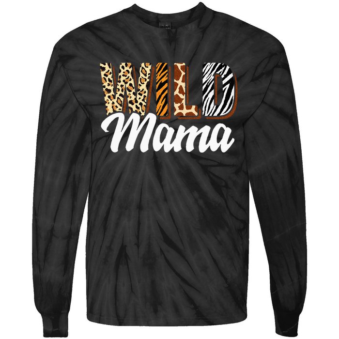 Wild Mama Zoo Born Two Be Wild Bday Safari Jungle Animal Tie-Dye Long Sleeve Shirt