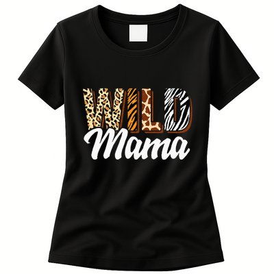 Wild Mama Zoo Born Two Be Wild Bday Safari Jungle Animal Womens T-Shirt