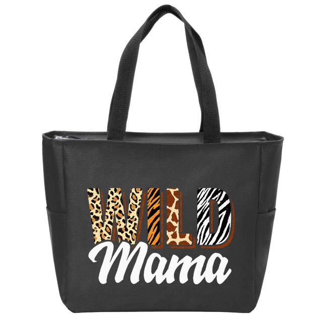 Wild Mama Zoo Born Two Be Wild Bday Safari Jungle Animal Zip Tote Bag