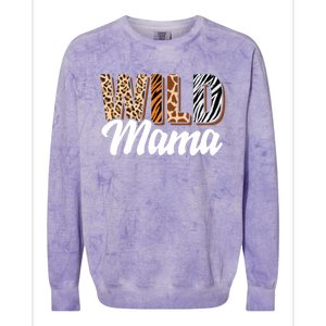 Wild Mama Zoo Born Two Be Wild Bcute Giftday Safari Jungle Animal Gift Colorblast Crewneck Sweatshirt