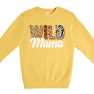 Wild Mama Zoo Born Two Be Wild Bcute Giftday Safari Jungle Animal Gift Premium Crewneck Sweatshirt