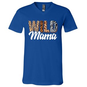 Wild Mama Zoo Born Two Be Wild Bcute Giftday Safari Jungle Animal Gift V-Neck T-Shirt