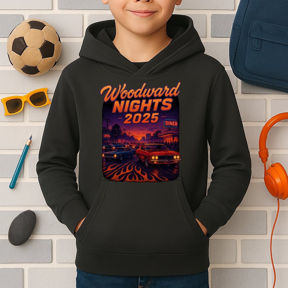 Woodward Nights 2025 Kids Hoodie