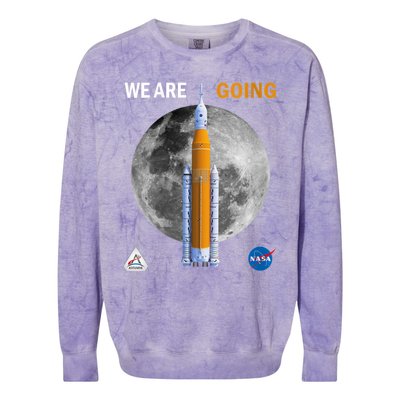 Womens NASA Artemis We Are Going Moon SLS Insignia Meatball Colorblast Crewneck Sweatshirt