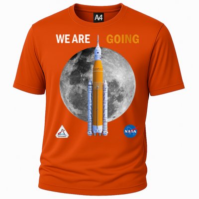 Womens NASA Artemis We Are Going Moon SLS Insignia Meatball Cooling Performance Crew T-Shirt