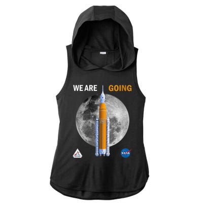 Womens NASA Artemis We Are Going Moon SLS Insignia Meatball Ladies PosiCharge Tri-Blend Wicking Draft Hoodie Tank