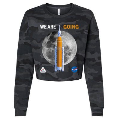 Womens NASA Artemis We Are Going Moon SLS Insignia Meatball Cropped Pullover Crew