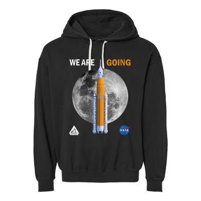 Womens NASA Artemis We Are Going Moon SLS Insignia Meatball Garment-Dyed Fleece Hoodie