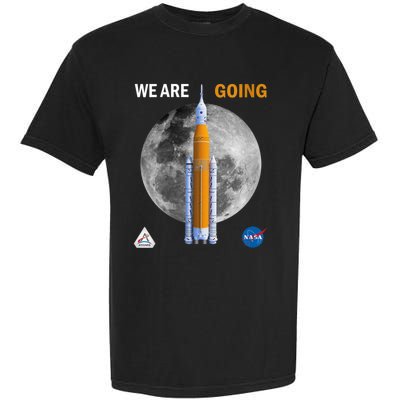 Womens NASA Artemis We Are Going Moon SLS Insignia Meatball Garment-Dyed Heavyweight T-Shirt