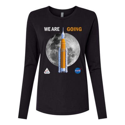 Womens NASA Artemis We Are Going Moon SLS Insignia Meatball Womens Cotton Relaxed Long Sleeve T-Shirt