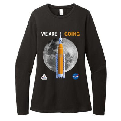 Womens NASA Artemis We Are Going Moon SLS Insignia Meatball Womens CVC Long Sleeve Shirt