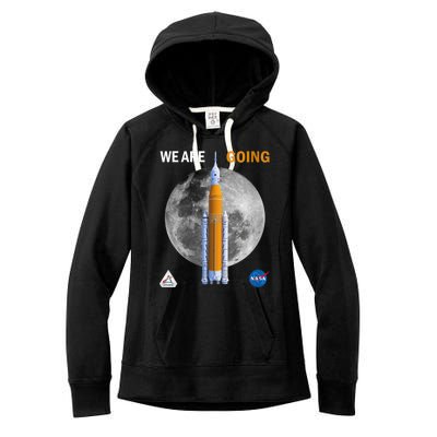 Womens NASA Artemis We Are Going Moon SLS Insignia Meatball Women's Fleece Hoodie