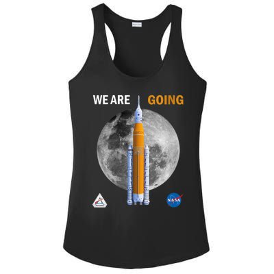 Womens NASA Artemis We Are Going Moon SLS Insignia Meatball Ladies PosiCharge Competitor Racerback Tank