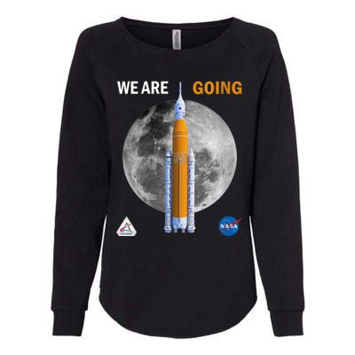 Womens NASA Artemis We Are Going Moon SLS Insignia Meatball Womens California Wash Sweatshirt