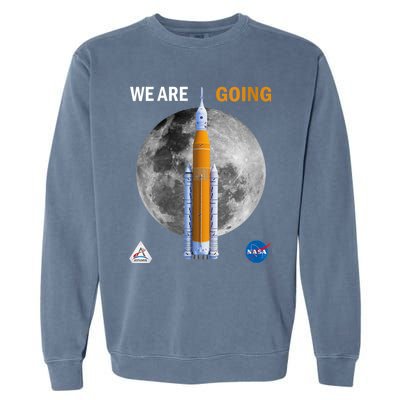 Womens NASA Artemis We Are Going Moon SLS Insignia Meatball Garment-Dyed Sweatshirt