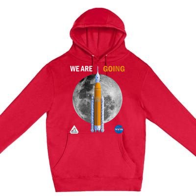 Womens NASA Artemis We Are Going Moon SLS Insignia Meatball Premium Pullover Hoodie