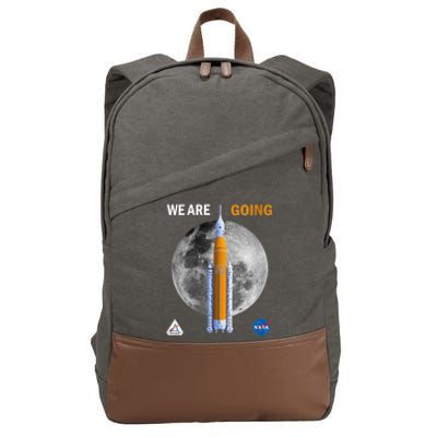 Womens NASA Artemis We Are Going Moon SLS Insignia Meatball Cotton Canvas Backpack