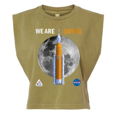 Womens NASA Artemis We Are Going Moon SLS Insignia Meatball Garment-Dyed Women's Muscle Tee