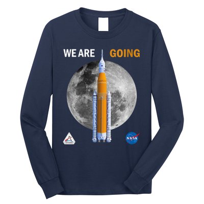 Womens NASA Artemis We Are Going Moon SLS Insignia Meatball Long Sleeve Shirt