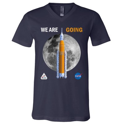 Womens NASA Artemis We Are Going Moon SLS Insignia Meatball V-Neck T-Shirt