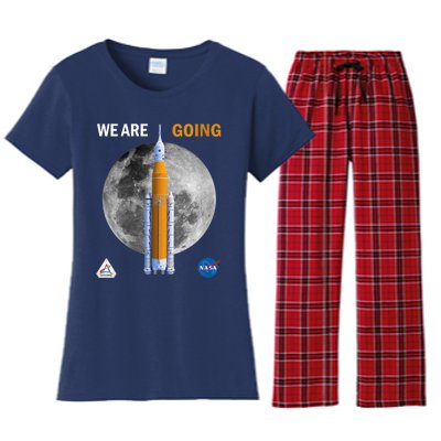 Womens NASA Artemis We Are Going Moon SLS Insignia Meatball Women's Flannel Pajama Set