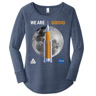 Womens NASA Artemis We Are Going Moon SLS Insignia Meatball Women's Perfect Tri Tunic Long Sleeve Shirt