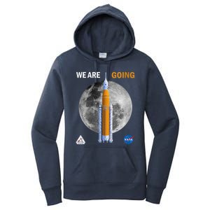 Womens NASA Artemis We Are Going Moon SLS Insignia Meatball Women's Pullover Hoodie