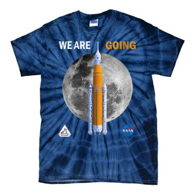 Womens NASA Artemis We Are Going Moon SLS Insignia Meatball Tie-Dye T-Shirt