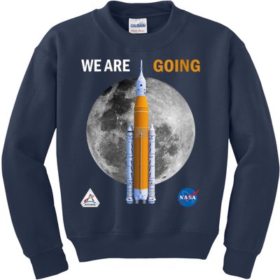 Womens NASA Artemis We Are Going Moon SLS Insignia Meatball Kids Sweatshirt