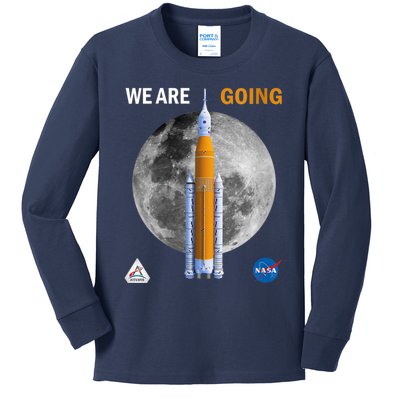 Womens NASA Artemis We Are Going Moon SLS Insignia Meatball Kids Long Sleeve Shirt