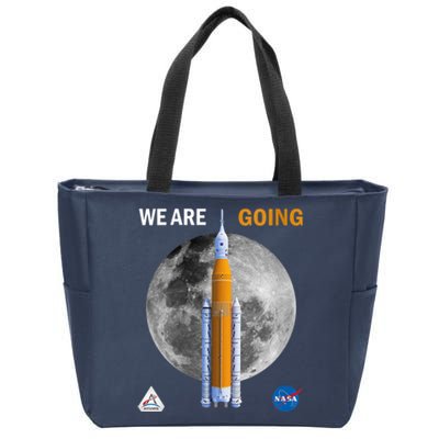 Womens NASA Artemis We Are Going Moon SLS Insignia Meatball Zip Tote Bag