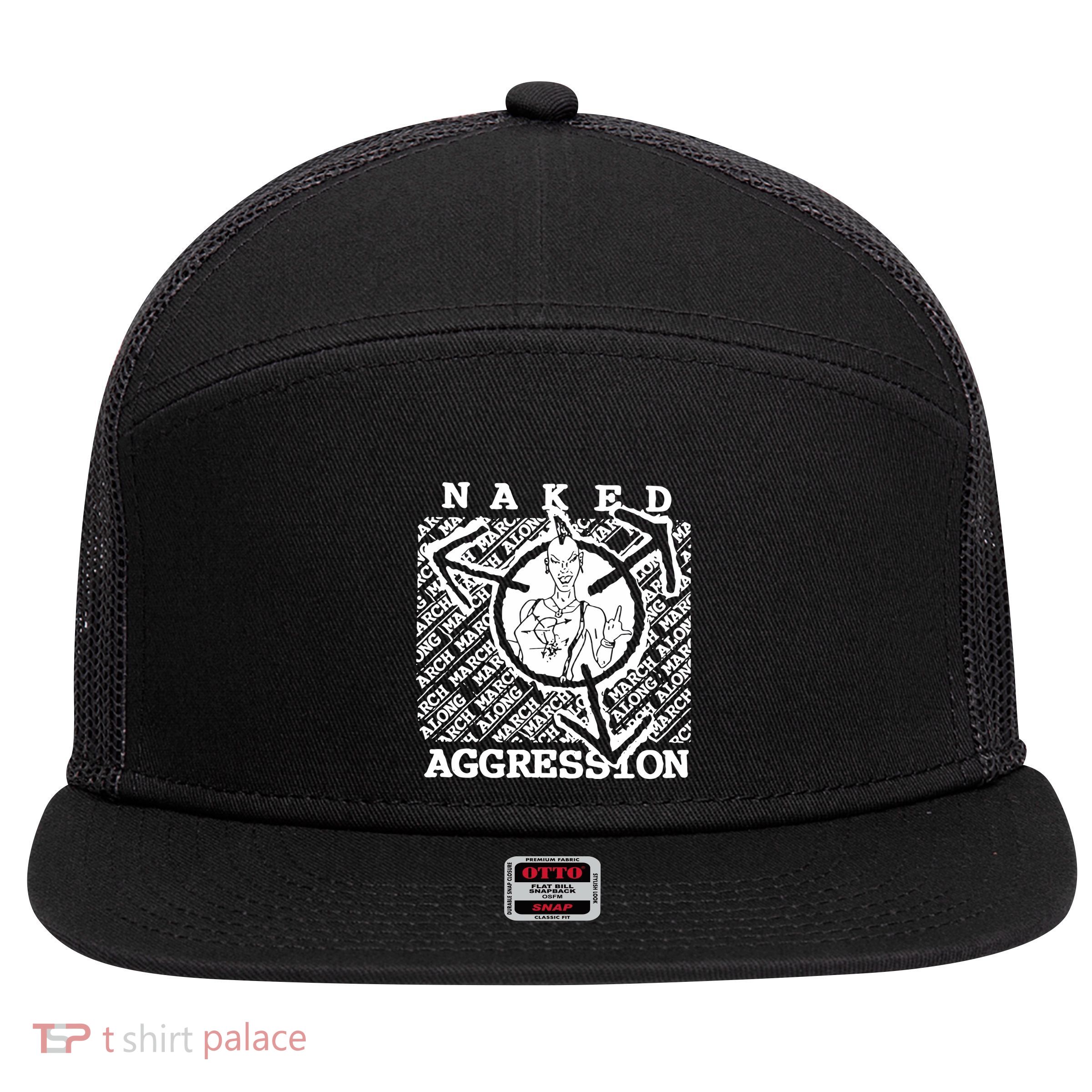 Wearing Naked Aggression 7 Panel Mesh Trucker Snapback Hat
