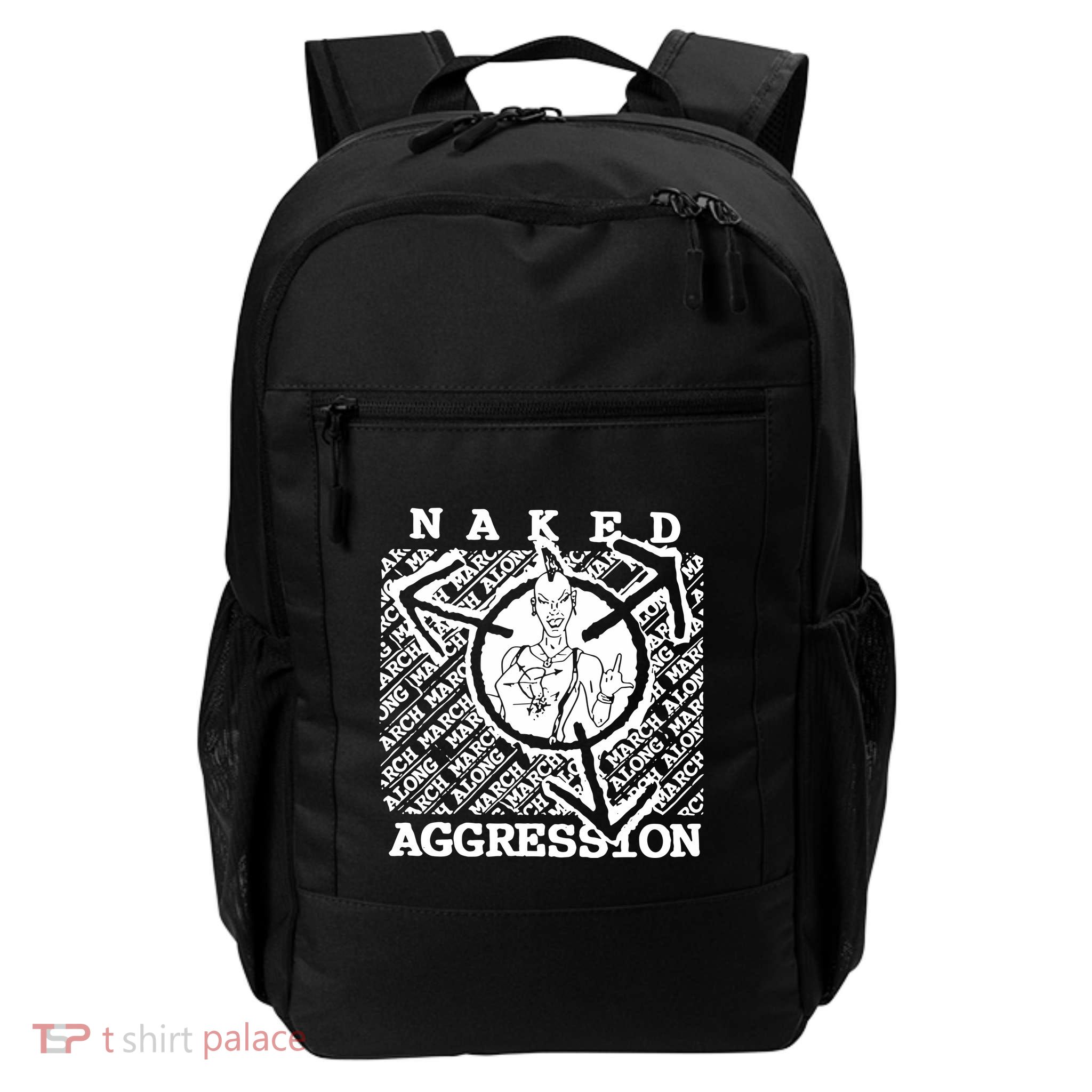 Wearing Naked Aggression Backpack