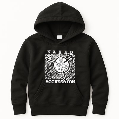 Wearing Naked Aggression Kids Hoodie